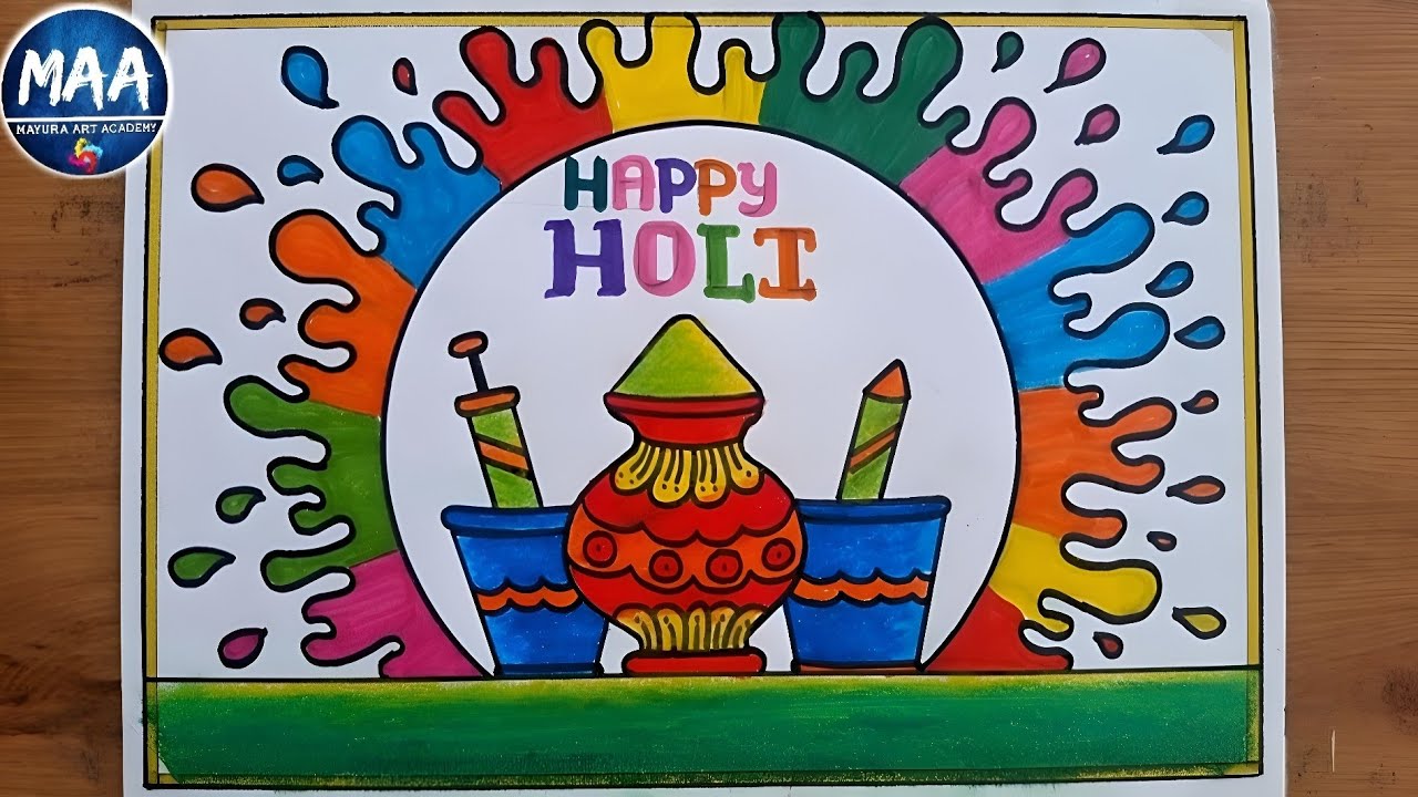 Holi drawing | Holi Special Drawing | Happy Holi Drawing | Holi Festival Drawing | Holi Drawing Easy