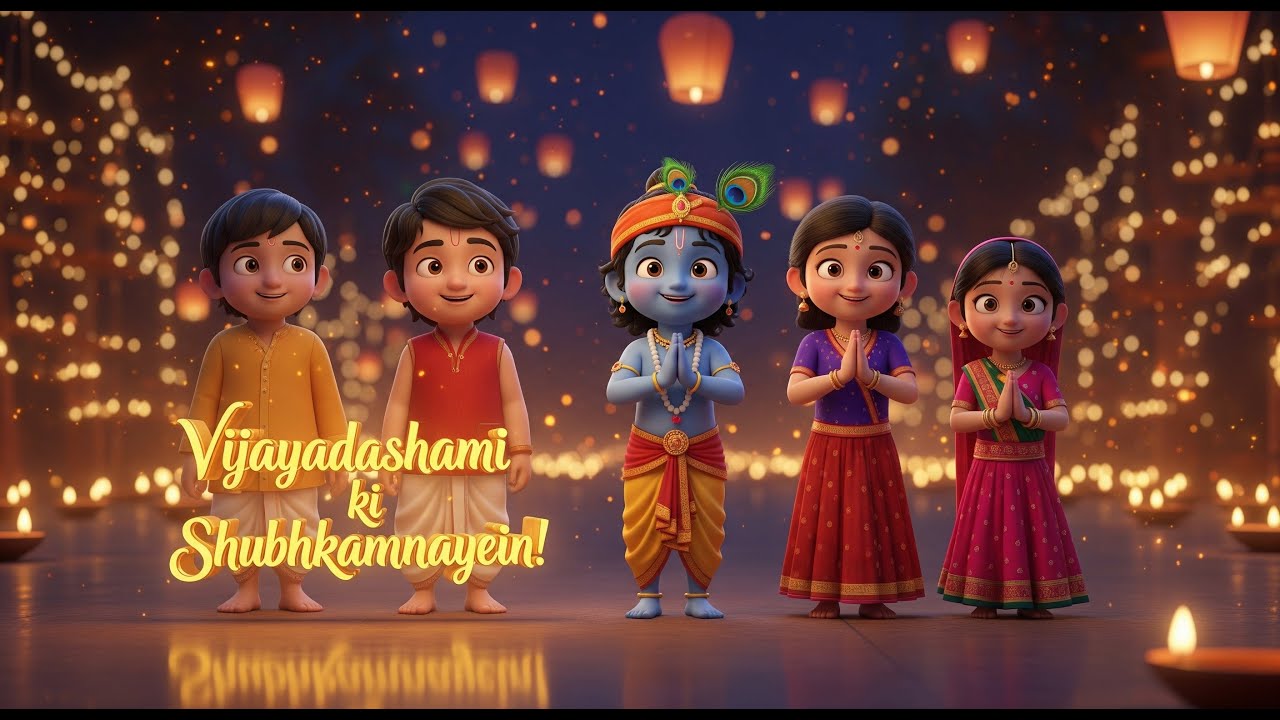 Little Krishna Celebrates Durga Puja in Kolkata | Vijayadashami Special | Tiny Tika | AI Video.