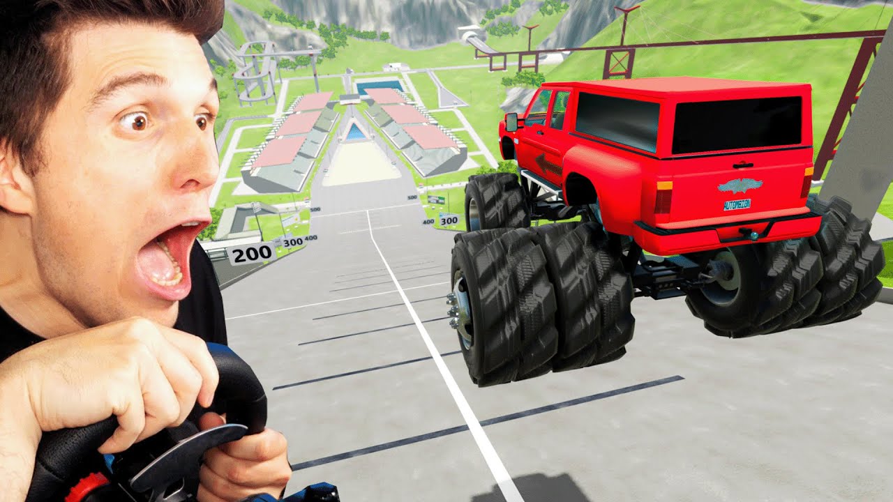 Welcher MONSTER TRUCK springt am weitesten? | BeamNG