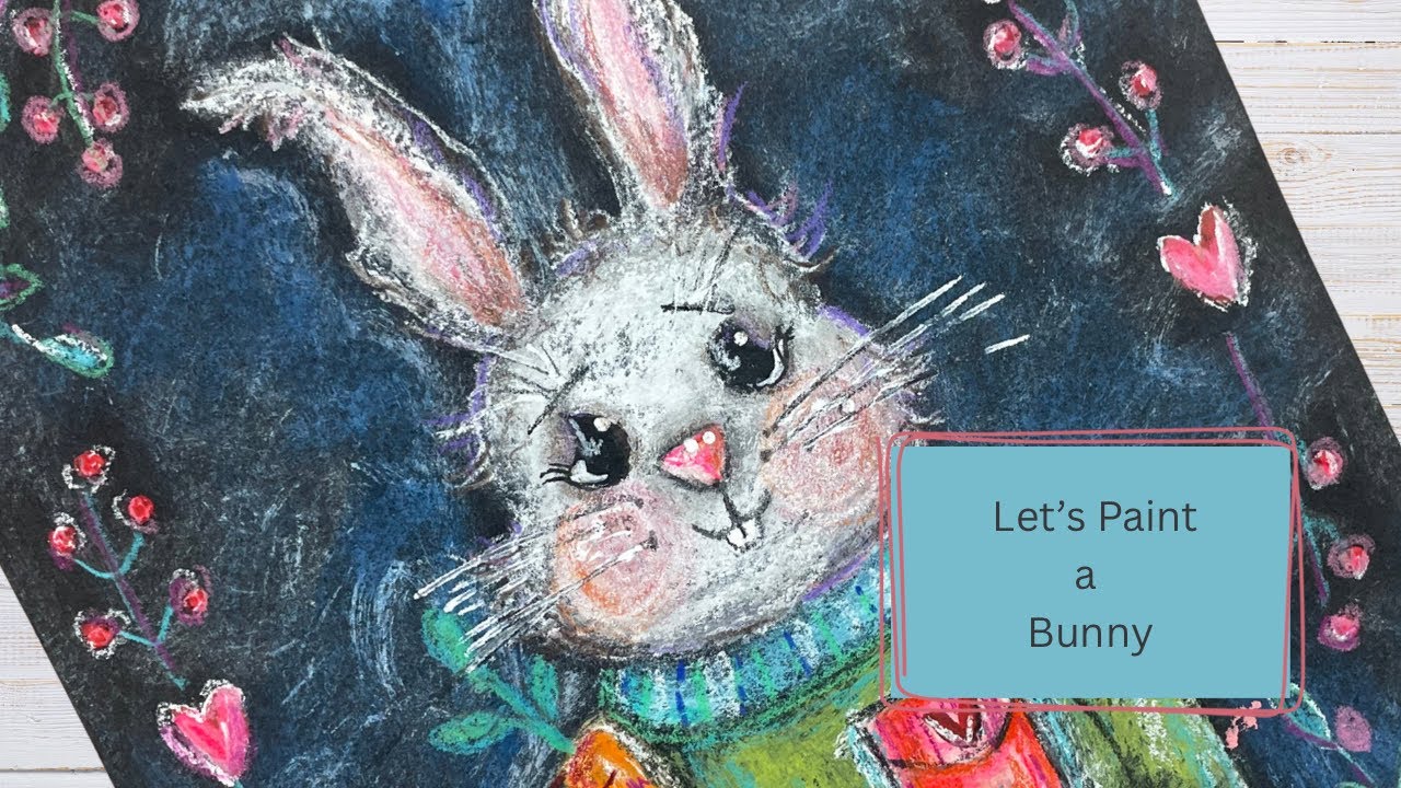 Whimsical Valentine Bunny Acrylic Painting/Acrylic + Colored Pencil Tutorial