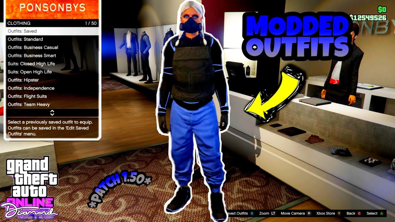 GTA 5 Online How To Get Blue Joggers And Tron Shoes Modded Outfit! (GTA Clothing  Glitches 1.50)