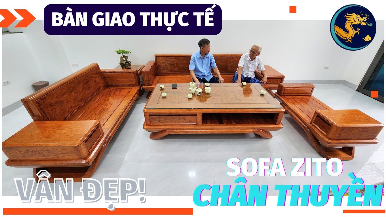 🔴 Bộ Sofa Chân Thuyền 2024 VÂN ĐẸP Gỗ Hương Đá || Bàn Giao Thực Tế
