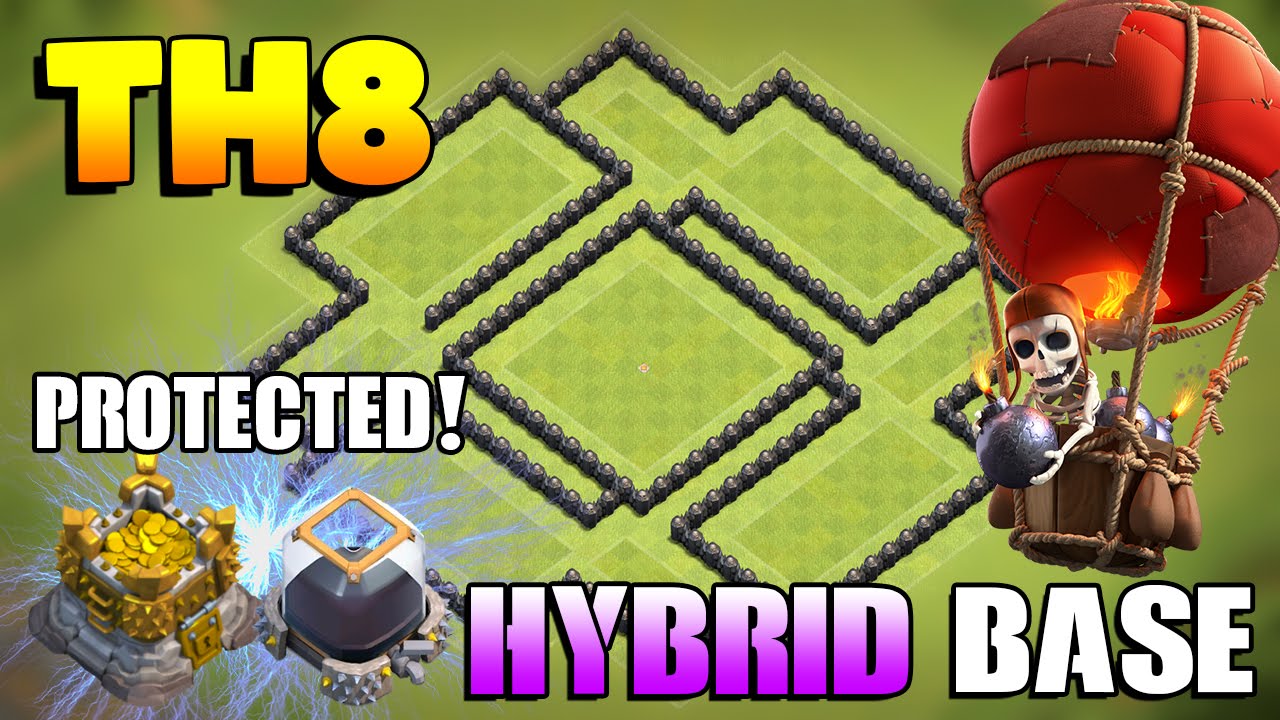 Clash Of Clans TH8 Farming Base - Hybrid/Farming (AUGUST UPDATE!) | 2016