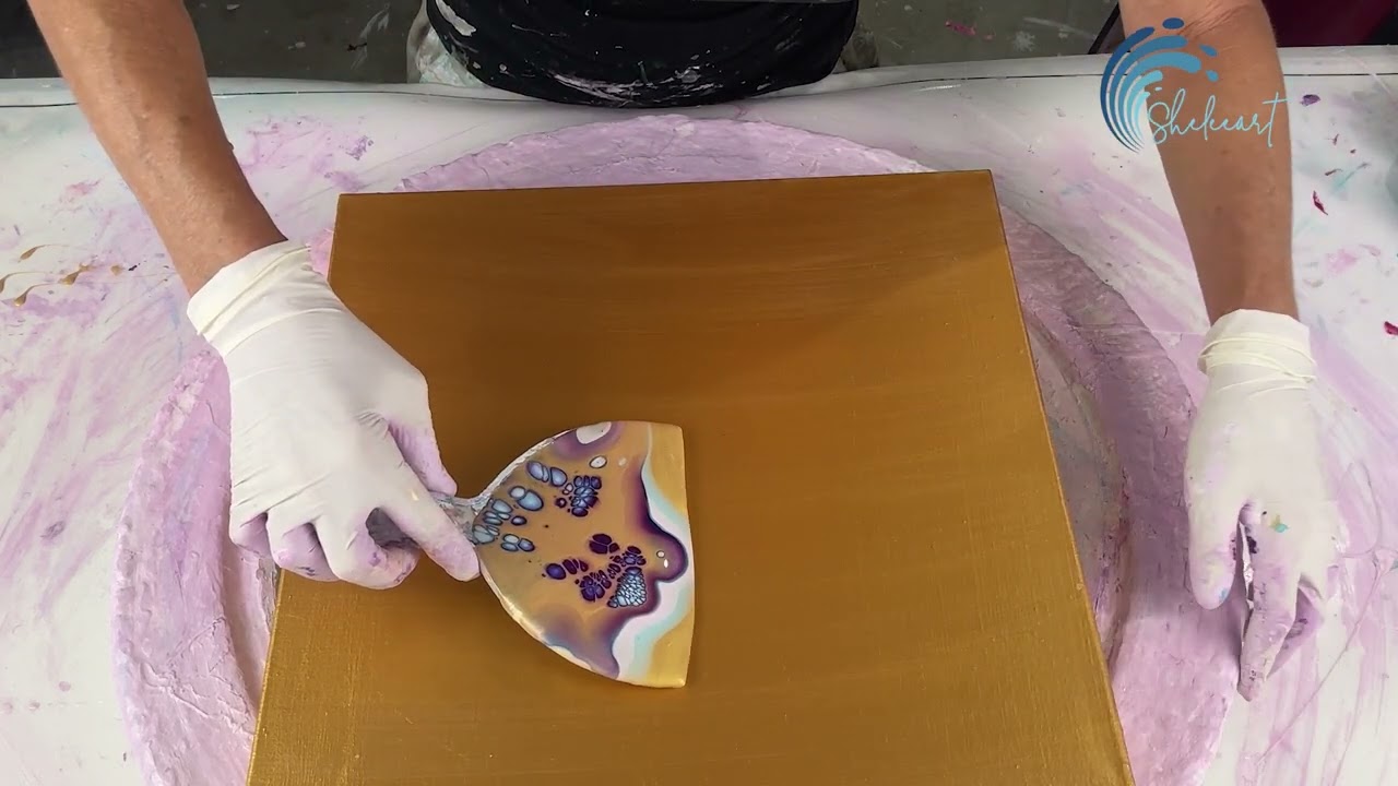 529. Sheleeart - Acrylic Fluid Art - Big Golden Love
