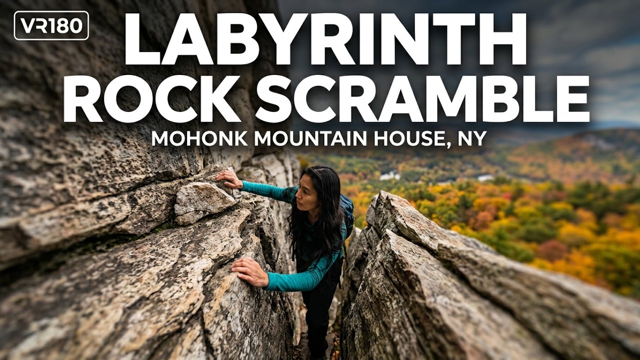 Mohonk Mountain House LABYRINTH & Lemon Squeeze ROCK SCRAMBLE  (end-to-end in VR180)