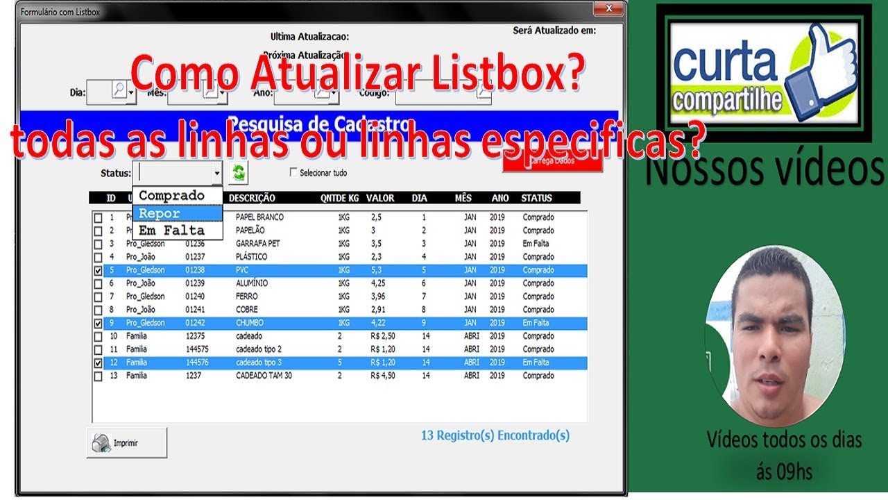 Como Atualizar o Listbox