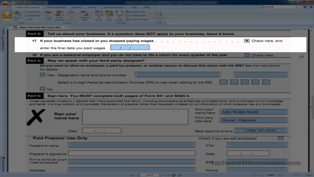 Tax Form 941 - Line 17 Video