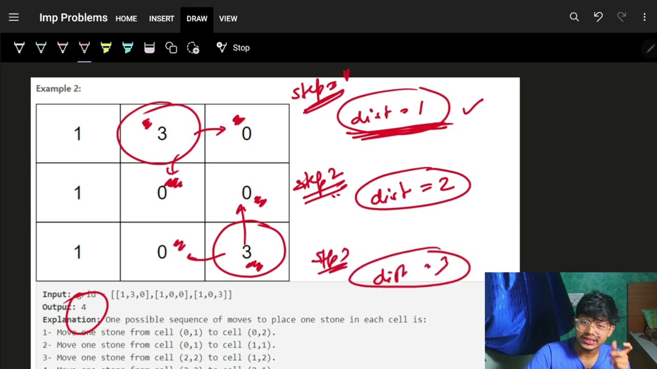 🔴 2850. Minimum Moves to Spread Stones Over Grid II Math II Recursion II Backtracking