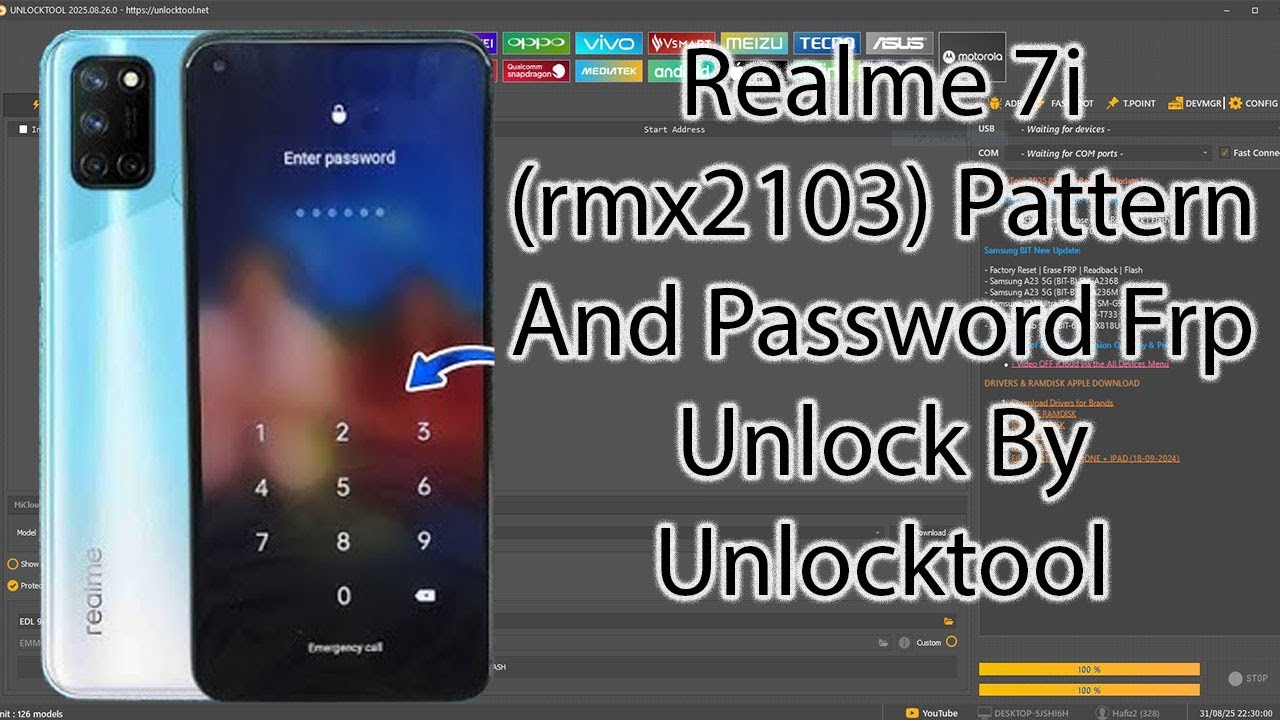 Realme 7i (rmx2103) Pattern And Password Frp Unlock By Unlocktool