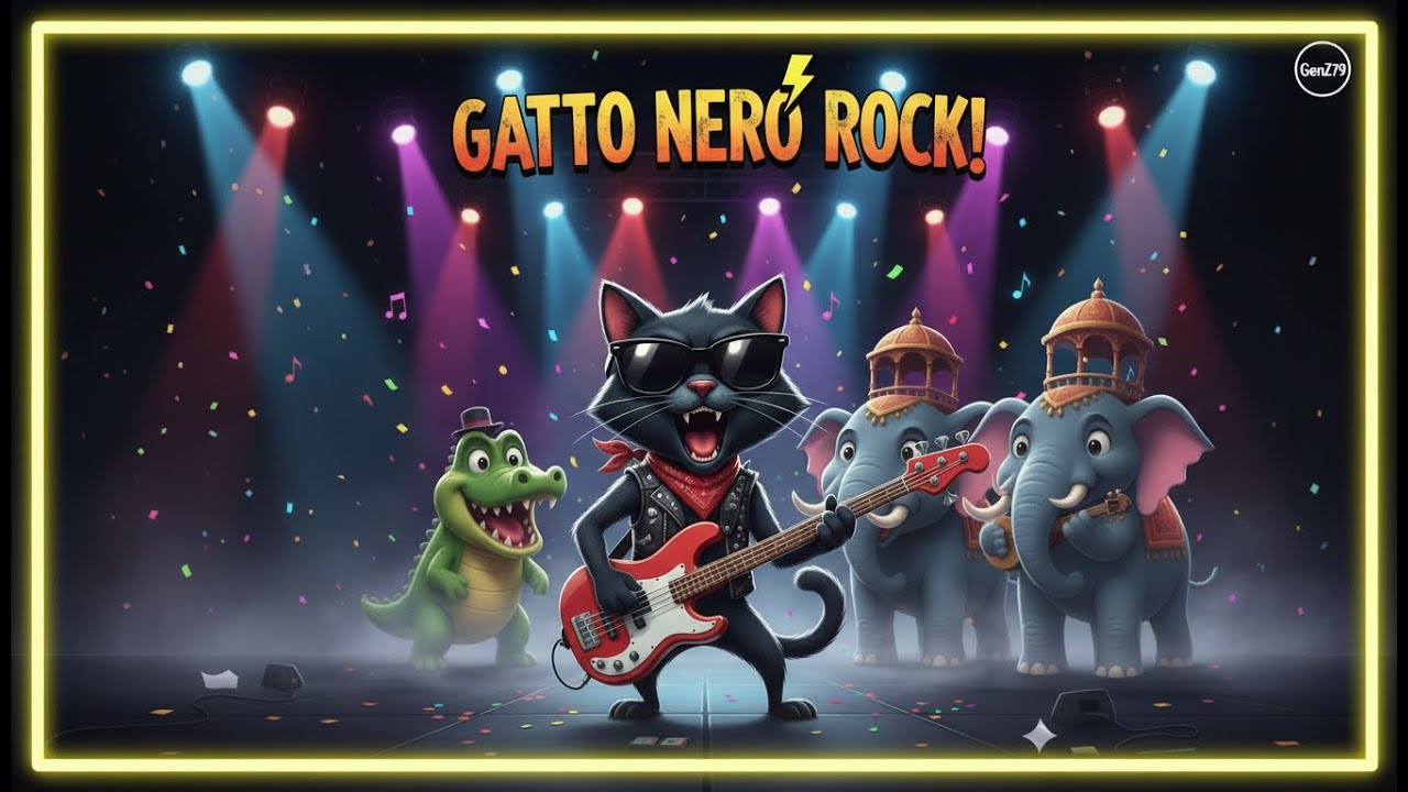 Volevo un Gatto Nero Rock 🐈‍⬛🎸 Canzoni Zecchino d'Oro per Bambini | GenZ79