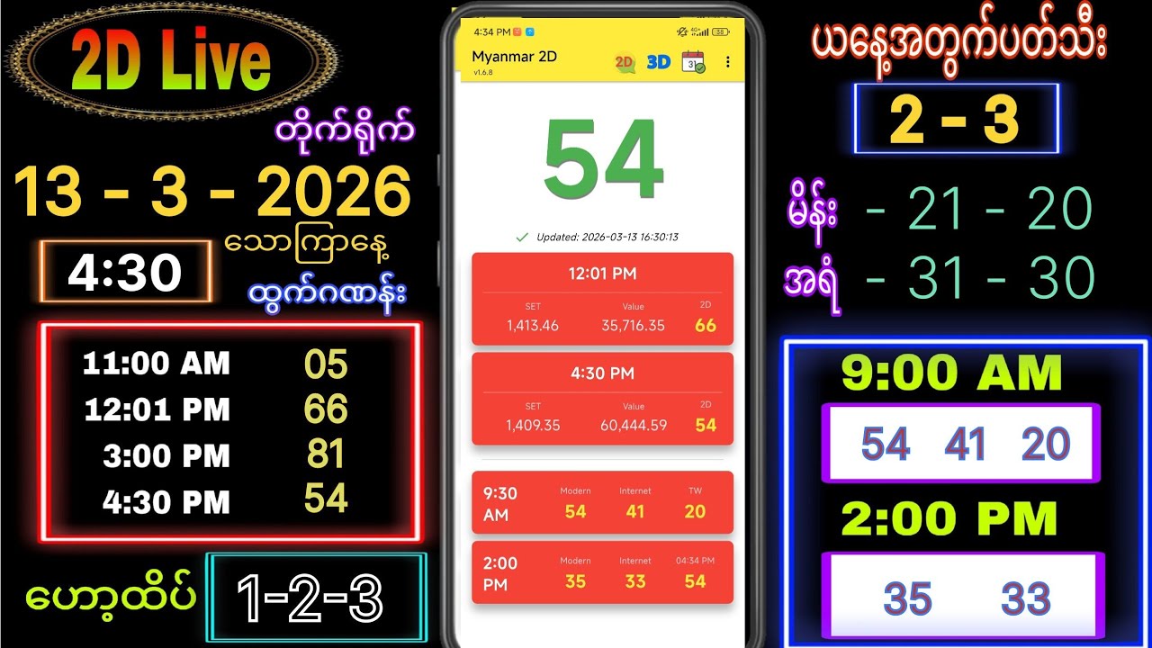 2d Live (13-3-2026) သောကြာနေ့ ညနေခင်း 4:30 #2dlivethutamg #2dlivev #2d #ဟော့ထိပ်