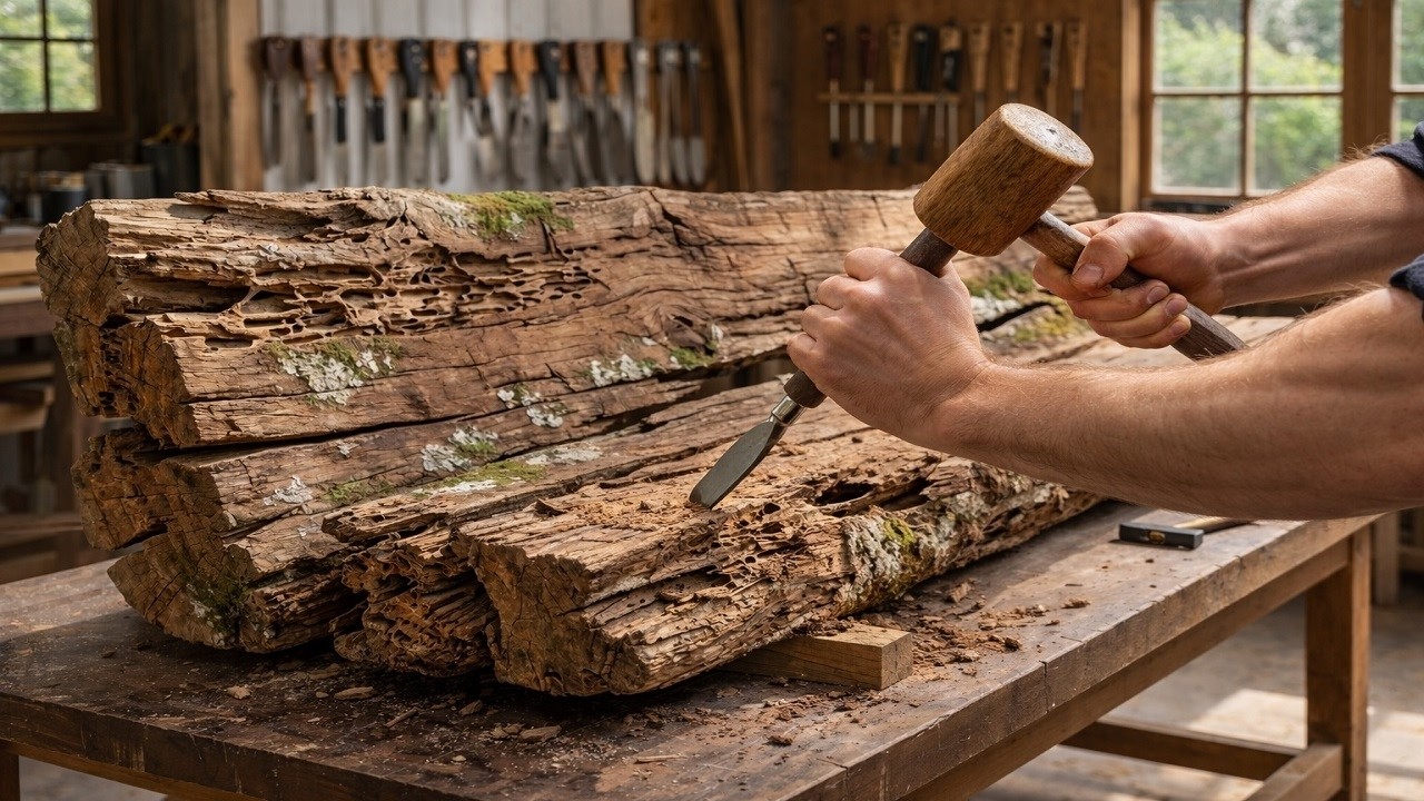Everyone Ignored These Rotten, Moldy Wood Slabs… Until a Young Craftsman Began Restoring Them
