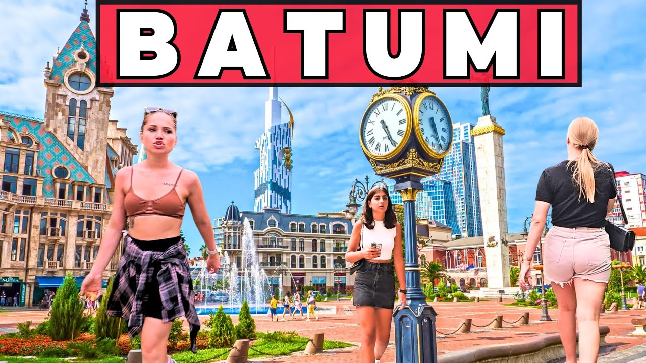Прогулка по Старому городу Батуми. Центральный парк в Батуми, Грузия 4K 60FPS