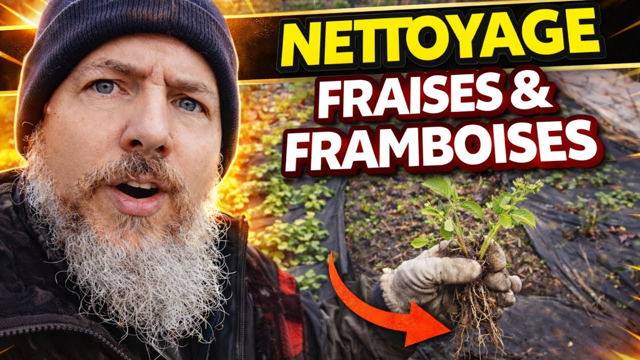 Nettoyage de la fraiseraie et de la framboiserais