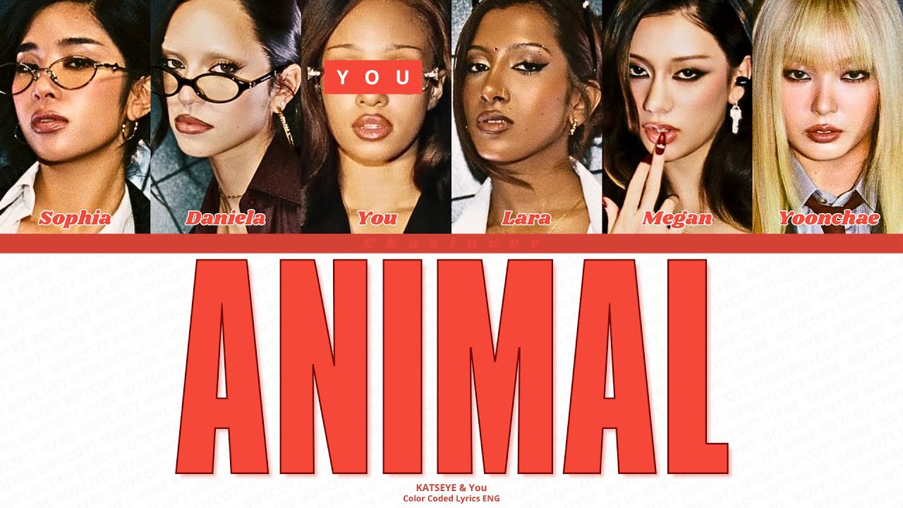 KATSEYE - ANIMAL // You as a Member // KARAOKE // (6 Members Ver.) Color Coded Lyrics