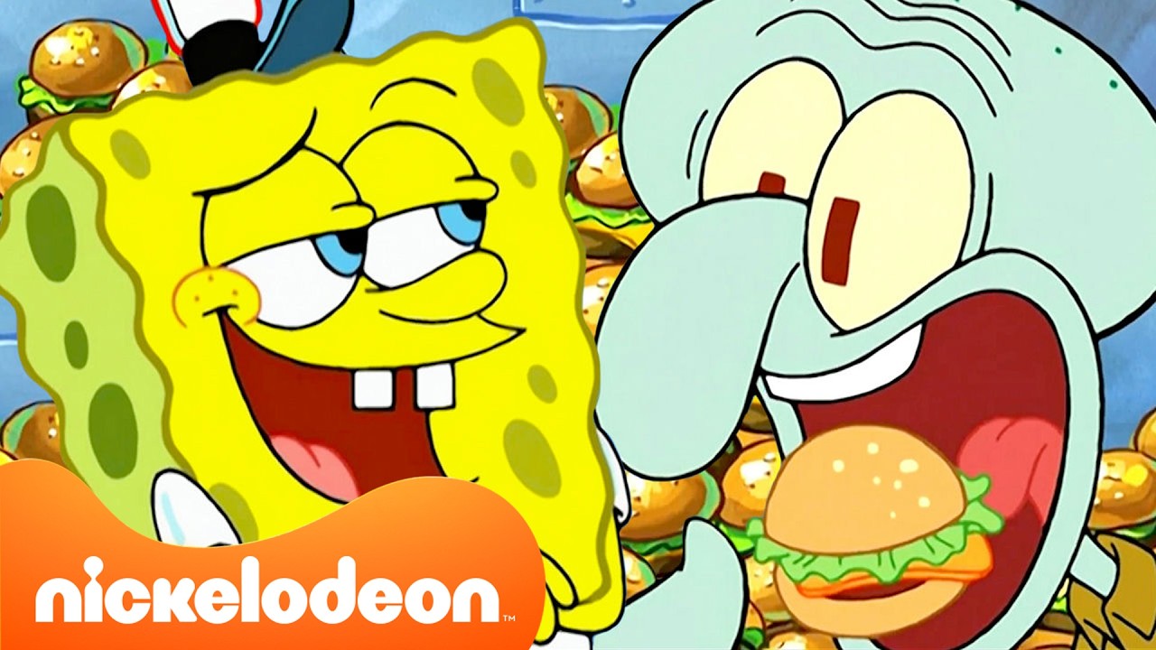 スポンジ・ボブ | イカルドのカニバーガー名場面まとめ！🍔 | 45分 | ニコロデオンジャパン