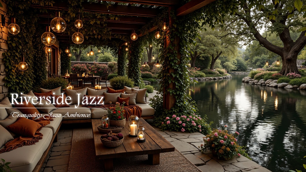 Tranquil Riverside Jazz With Nature Therapy | Relaxing Café Ambience & Soft Jazz Help Reduce Stress