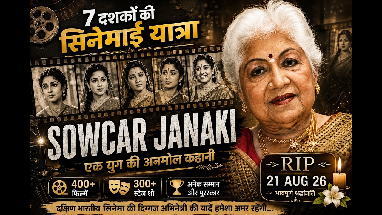 சௌகார் ஜானகி RIP Sowcar Janaki 💔 | 7 दशकों की सिनेमाई यात्रा | 400+ Films | Padma Shri | 21 Aug 2026