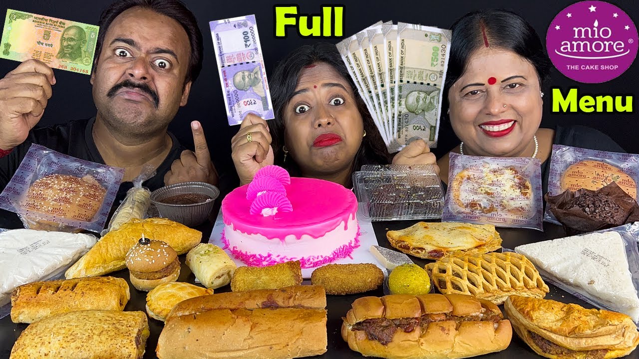 Mio Amore challenge - Burger, Pizza, Cake, Pastry, Chocolate | Mio Amore Vs Monginish challenge