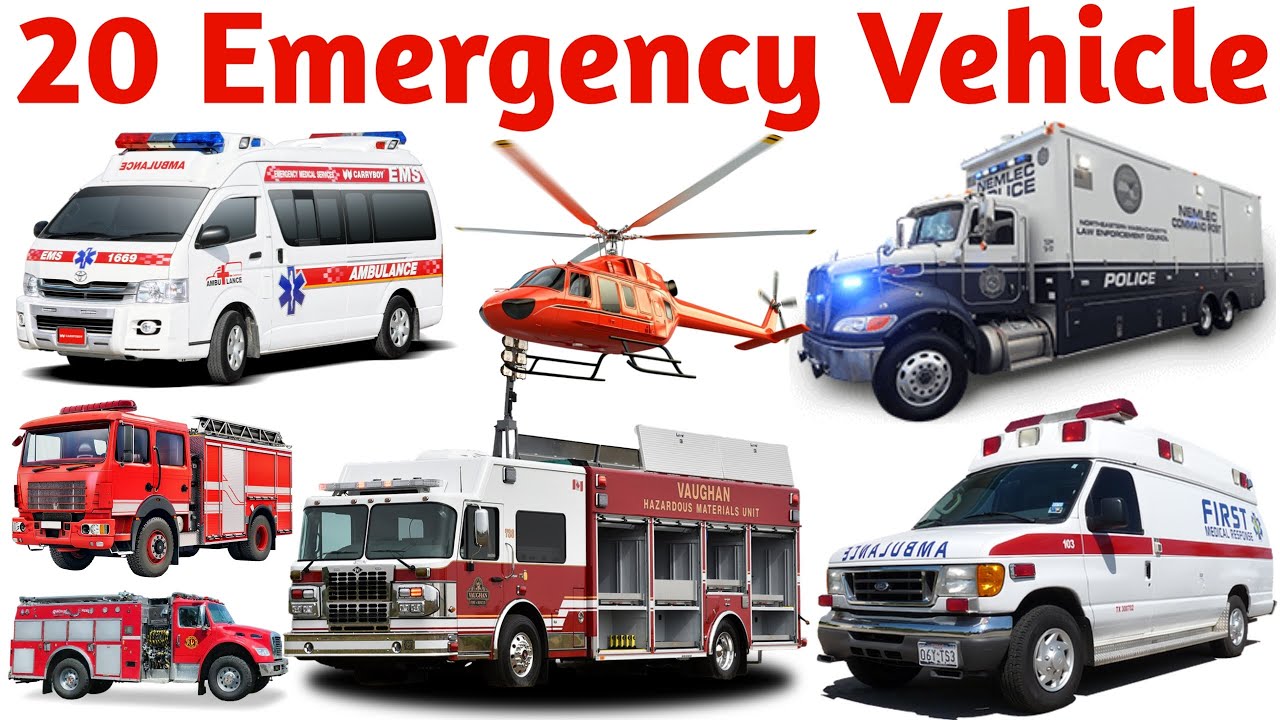 20 Emergency Vehicles for Kids 🚑🚒 Learn Emergency Vehicle Names with Sounds & Fun
