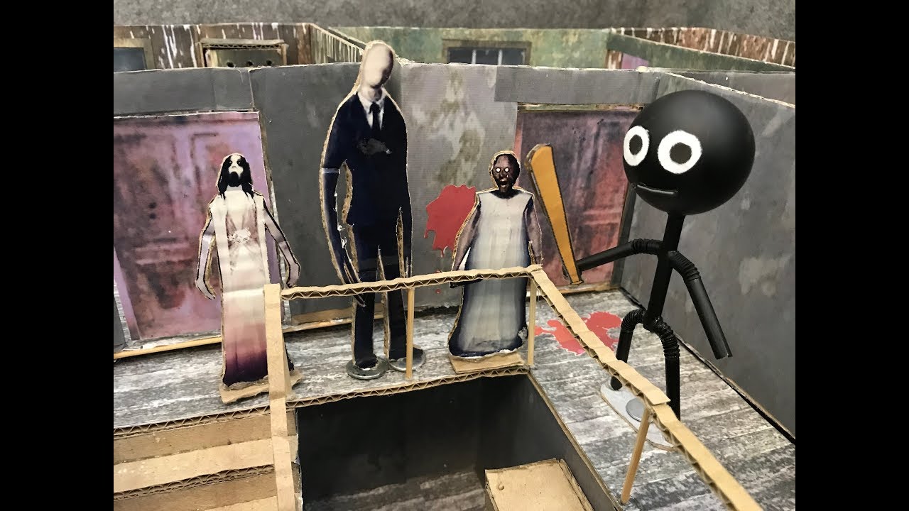 Stickman в доме Granny. Игра из картона. DIY