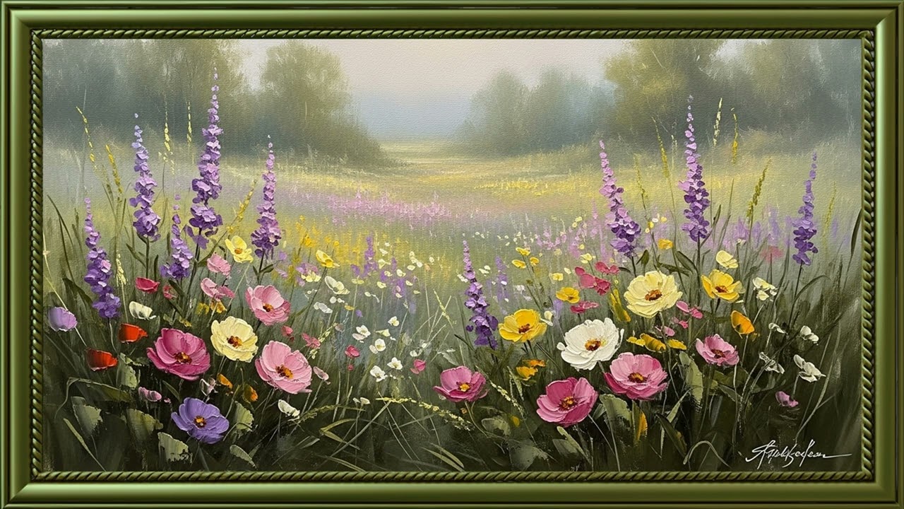Peaceful Floral Meadow Art 🌸 Old Master Style Oil Paintings | 4K Home Ambience