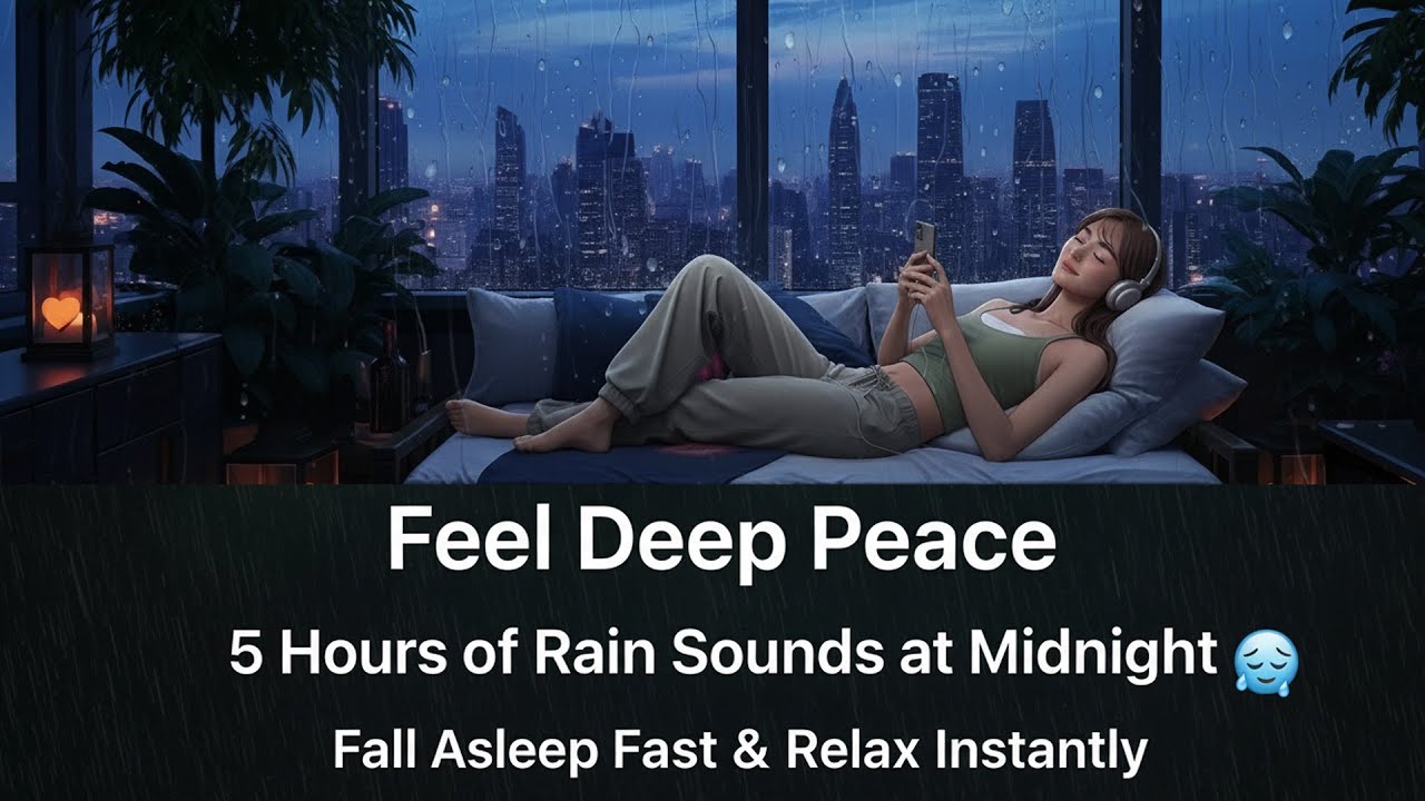 🌧️ Feel Deep Peace | 5 Hours of Rain Sounds at Midnight | Fall Asleep Fast & Relax Instantly 😴