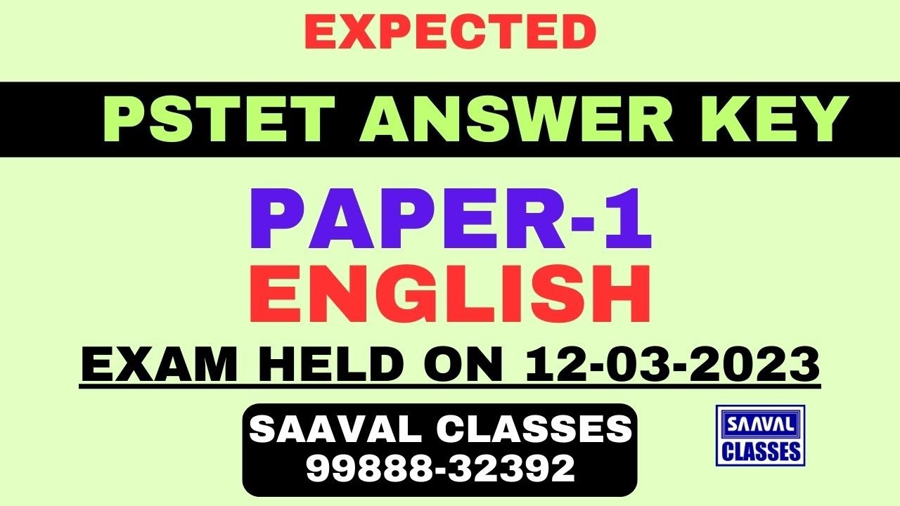 English P1 PSTET Answer Key Held on 12-03-23