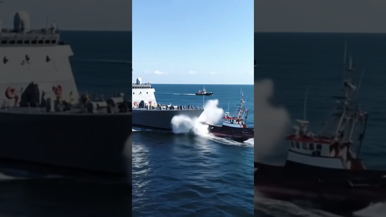 ⚠️ Учения ВМС пошли не по плану &mdash; военный корабль врезался в гражданский катер!