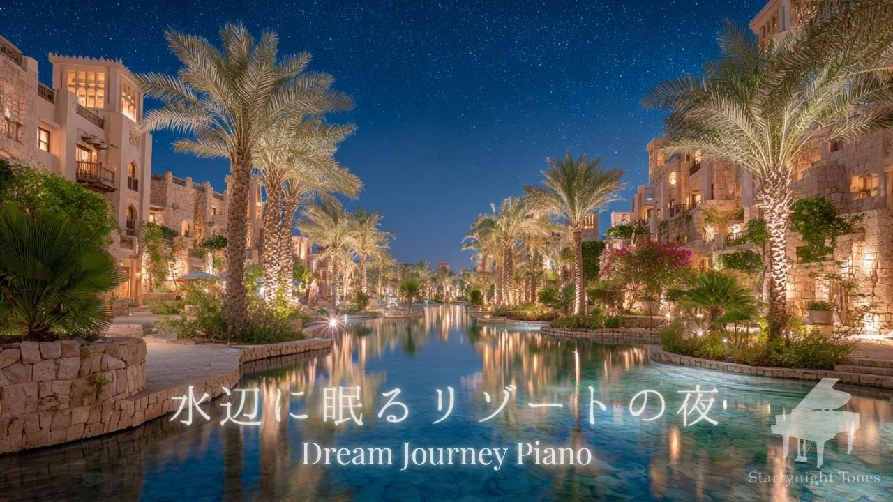 【ピアノBGMライブ】水辺に眠るドバイのリゾートの夜 | A Quiet Night at a Dubai Resort by the Water