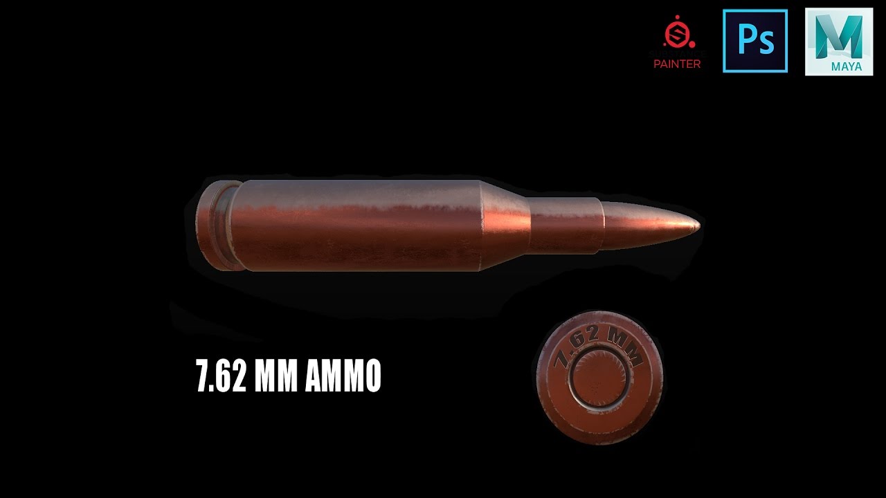 How to model, UV and texture a 7.62 mm bullet ( Maya / Substance Painter )