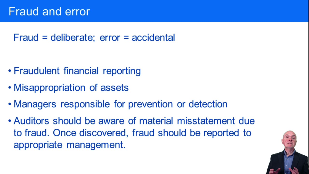 Fraud and Error- ACCA AA Audit and Assurance lectures