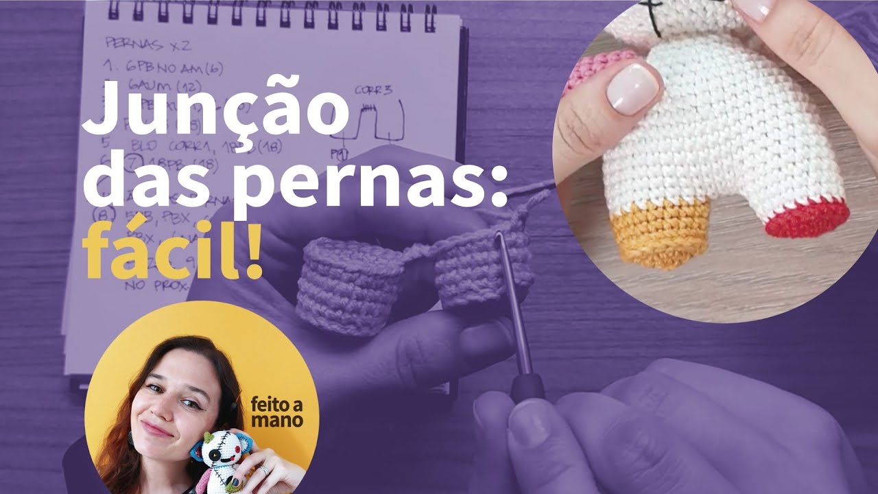 Como juntar as pernas dos amigurumis?