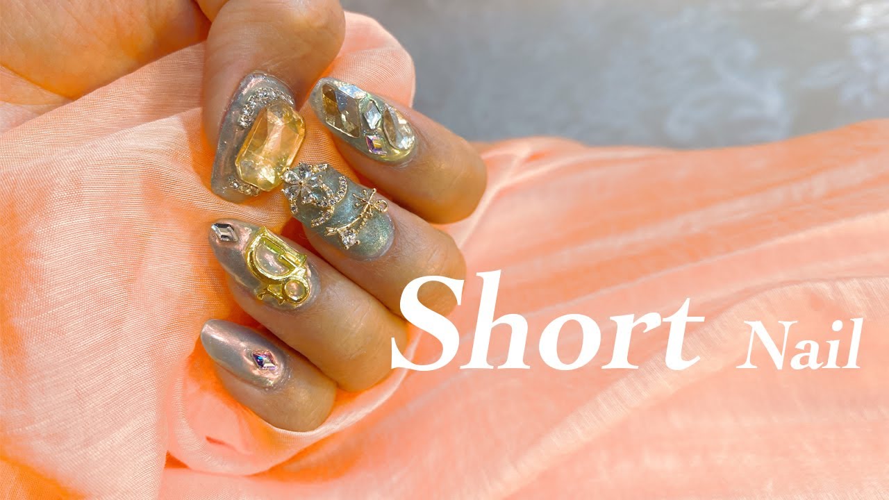 짧은손톱 (완전짧진않음!) 댕글스톤💫셀프네일 shortnailart
