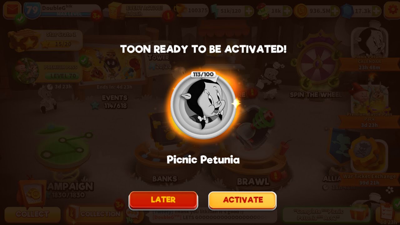 Picnic Petunia: Event start to Unlock; Picnic Petunia, Acts 1-2 | Looney Tunes: World of Mayhem