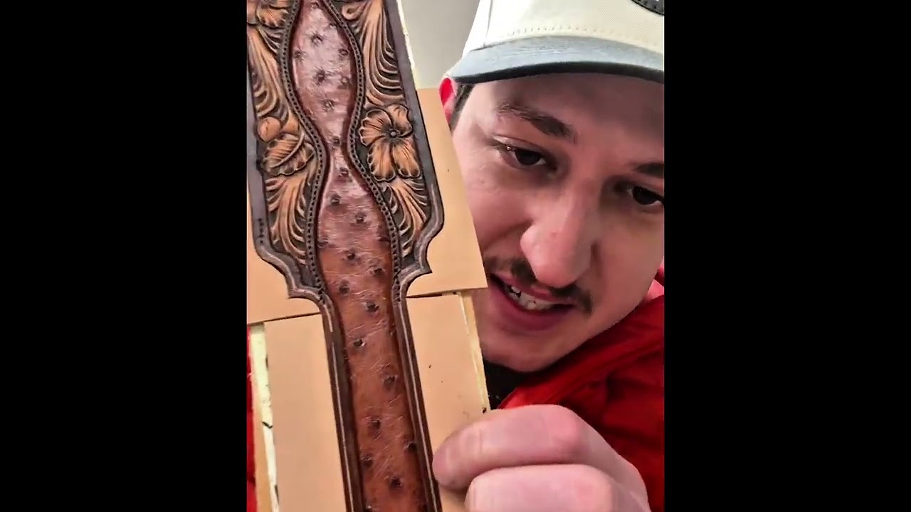 Custom ostrich guitar strap. Insane results.