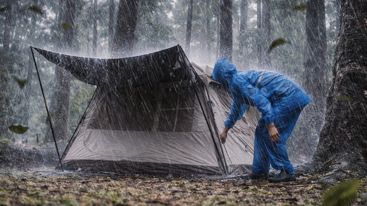 A CALMING RAIN ☔ CAMPING IN THE RAIN 🌧 A VERY LONG RAIN TO RELAX AND SLEEP || RELAXING RAIN CAMPING