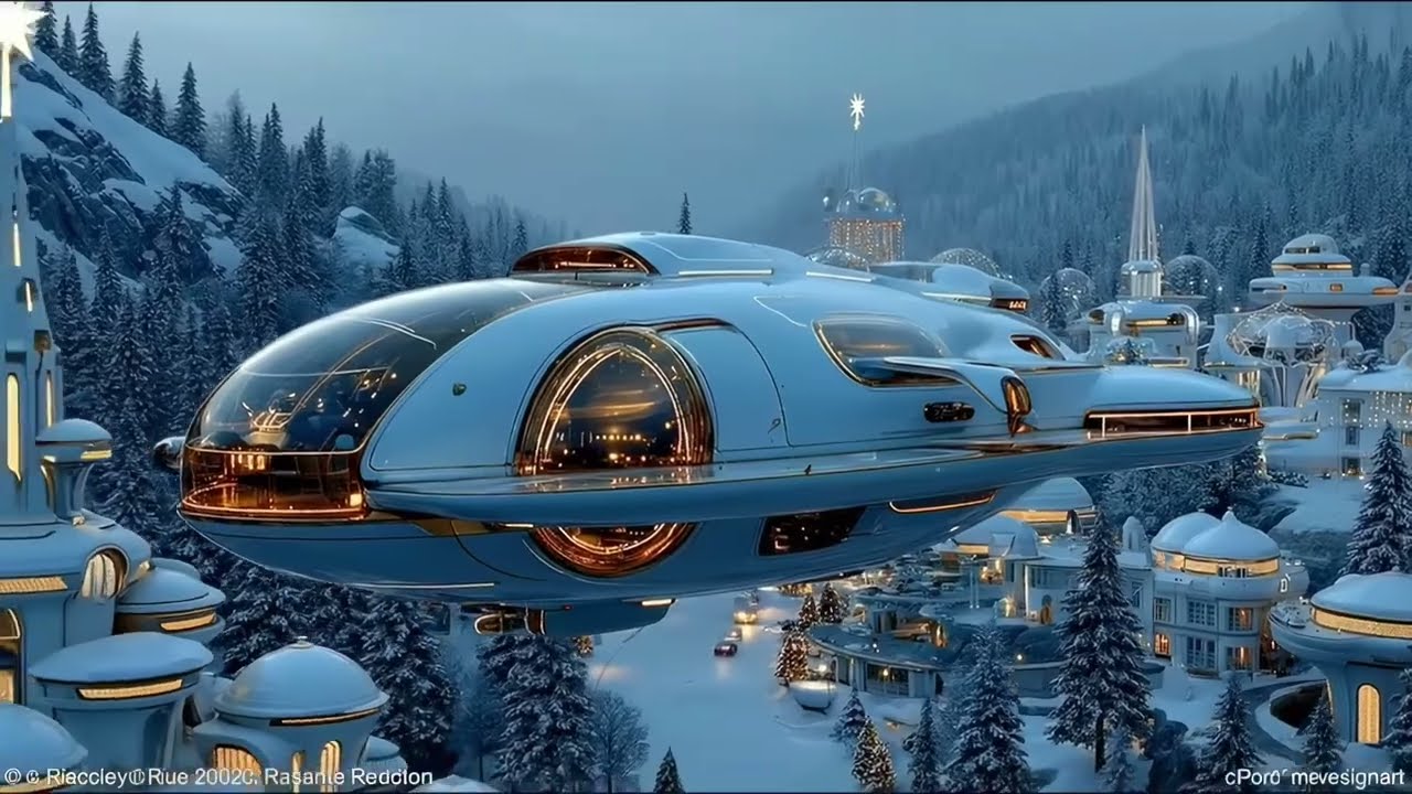 Christmas in 2080: Futuristic Winter Utopia Ambience 🎄 | Relax & Sleep