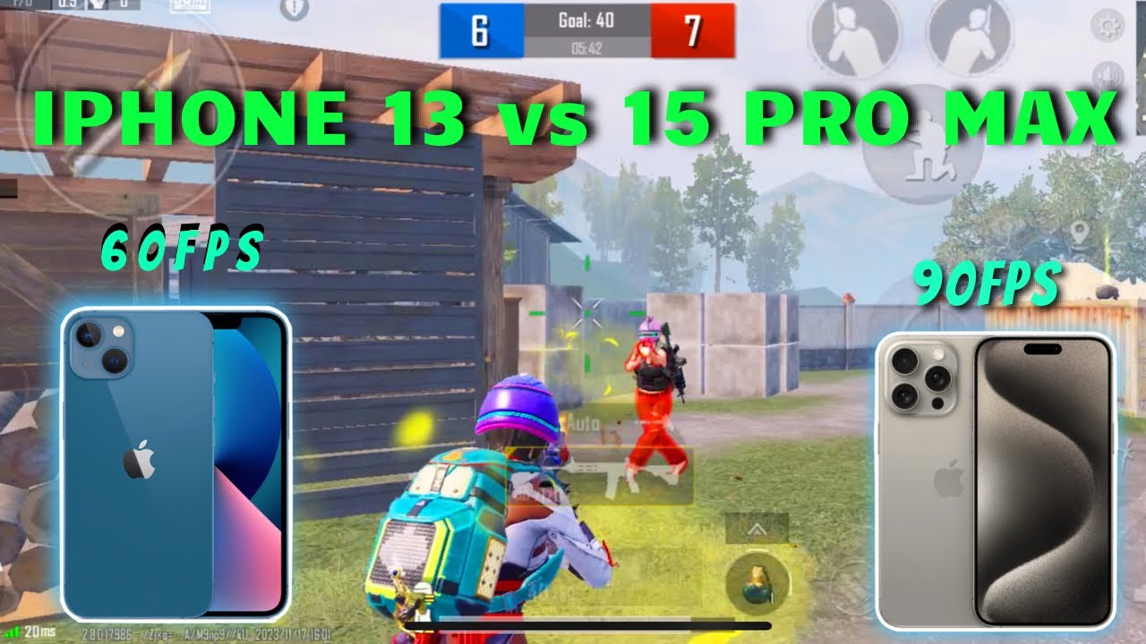IPHONE 13 VS 15 PRO MAX 60FPS VS 90FPS 1V1 BATTEL