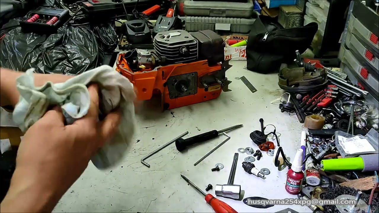 Husqvarna 254 XP chainsaw rebuild naprawa Husqvarna 257 upgrade to 254XP cz. 3 remont, pilarka piła