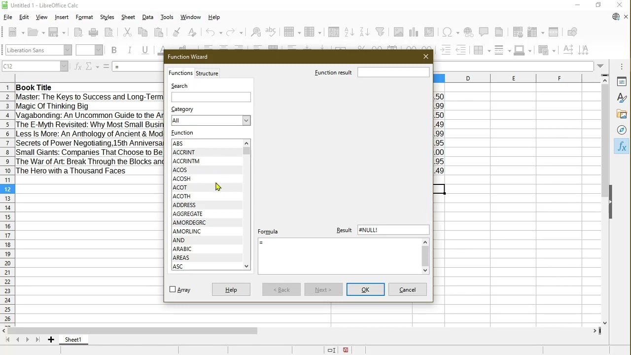 How to Sum a Column in LibreOffice Calc