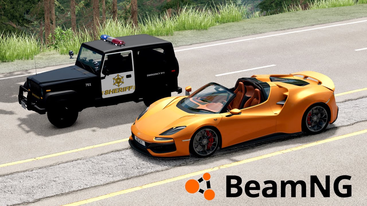 NAJSZYBSZE AUTO W GRZE VS POLICJA W RUCHU ULICZNYM w BEAMNG.DRIVE 
