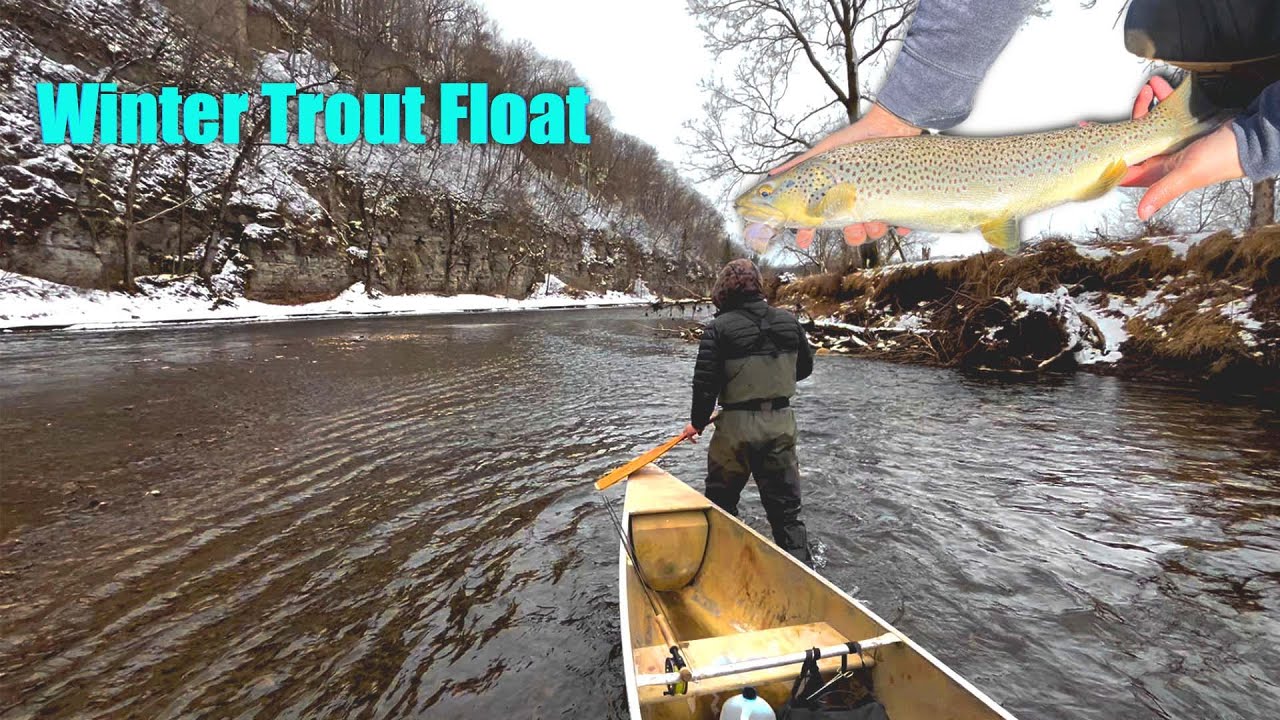 Canoe Floating the Driftless for Big Winter Brown Trout, { Fly Fishing with Streamers }