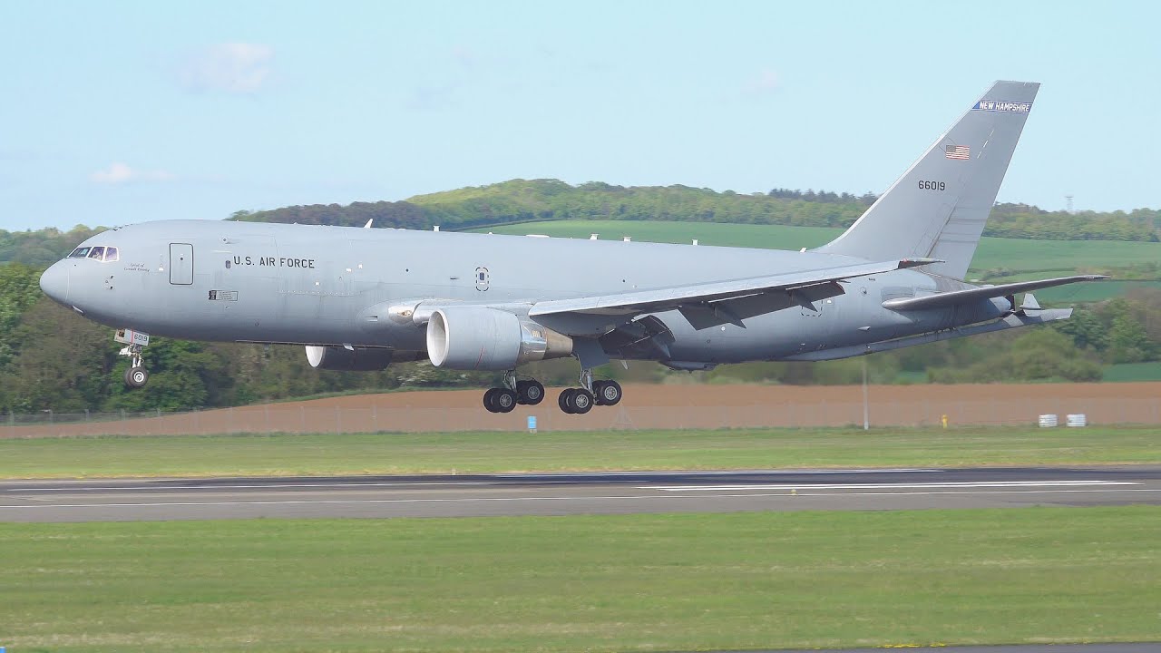 [4K] 2 USAF Boeing KC46As Pegasus & 1 KC135 Stratotanker Land at Prestwick Airport 2025