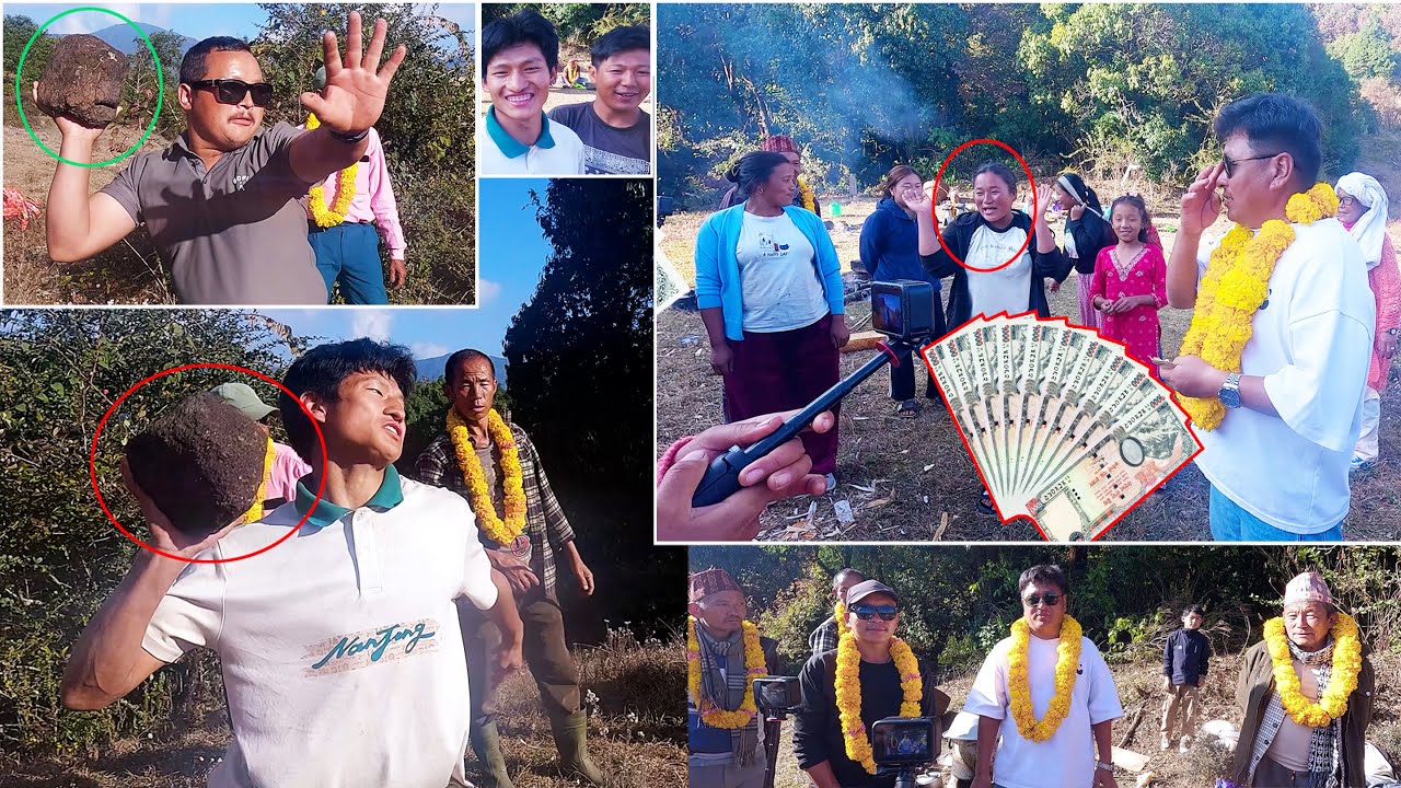sanjip JINA won stone throwing money game in picnic party given by Big uncle  @pastorallifeofnepal