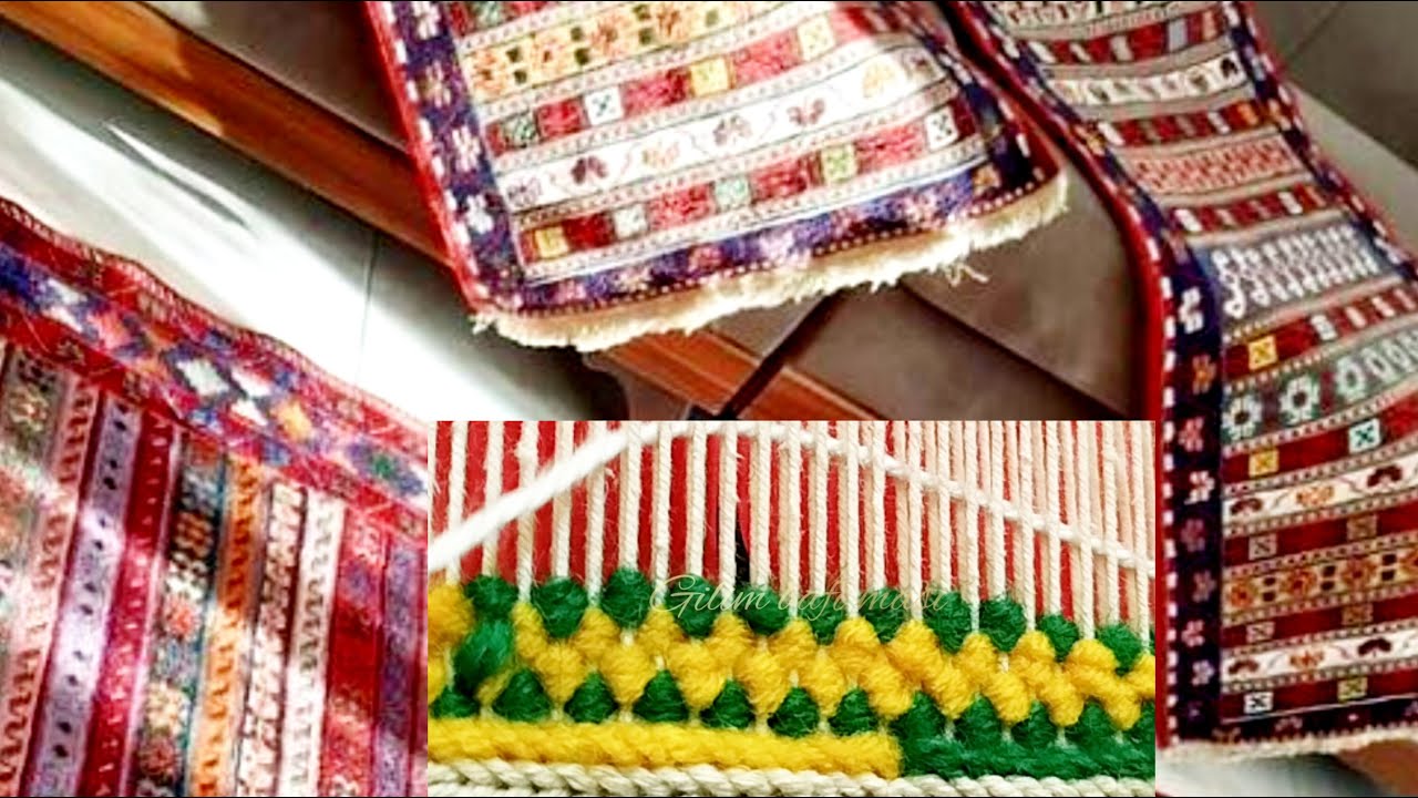 آموزش گلیم بافی (ورنی) طرح گلیم برای زیر لیوانی وکوسن و... صرفا جهت ایده😇😎 #kilim #weavingtapestry