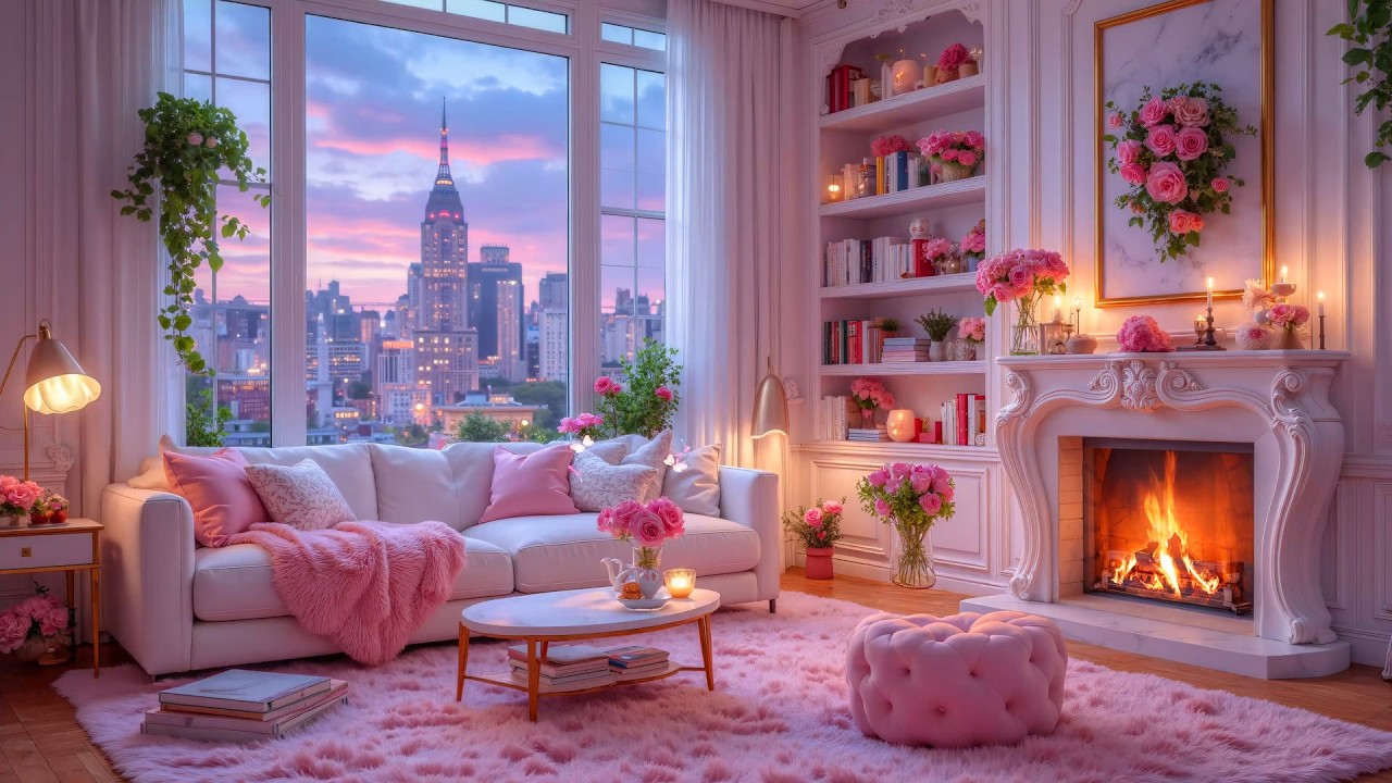 Fireplace Ambience with Gentle Piano 🎵🎹 Cozy Living Room for Sleep, Work, Meditation & Relaxation