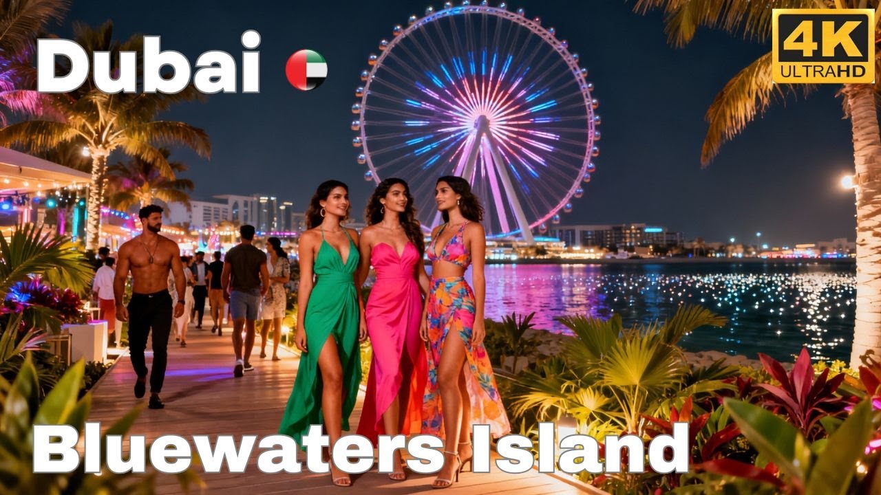 🇦🇪 Bluewaters Island Dubai [4K] | Jumeirah Marina Waterfront Walking Tour | Ain Dubai Eye Wheel.