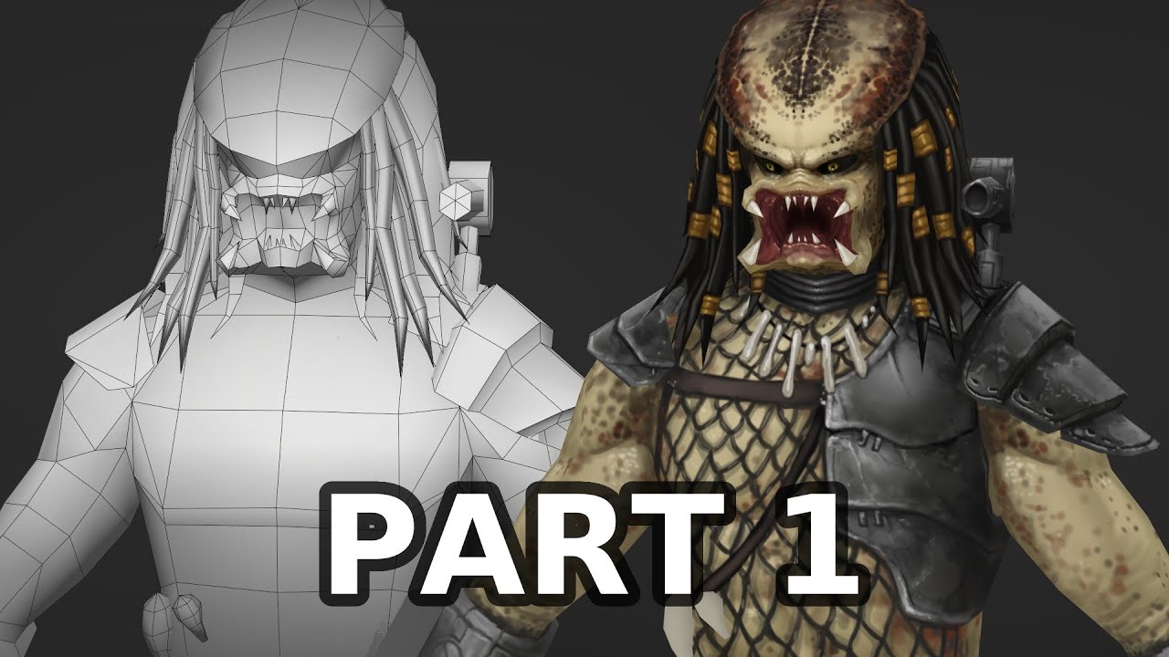 Low poly Predator texture painting in blender [time-lapse] PART 1