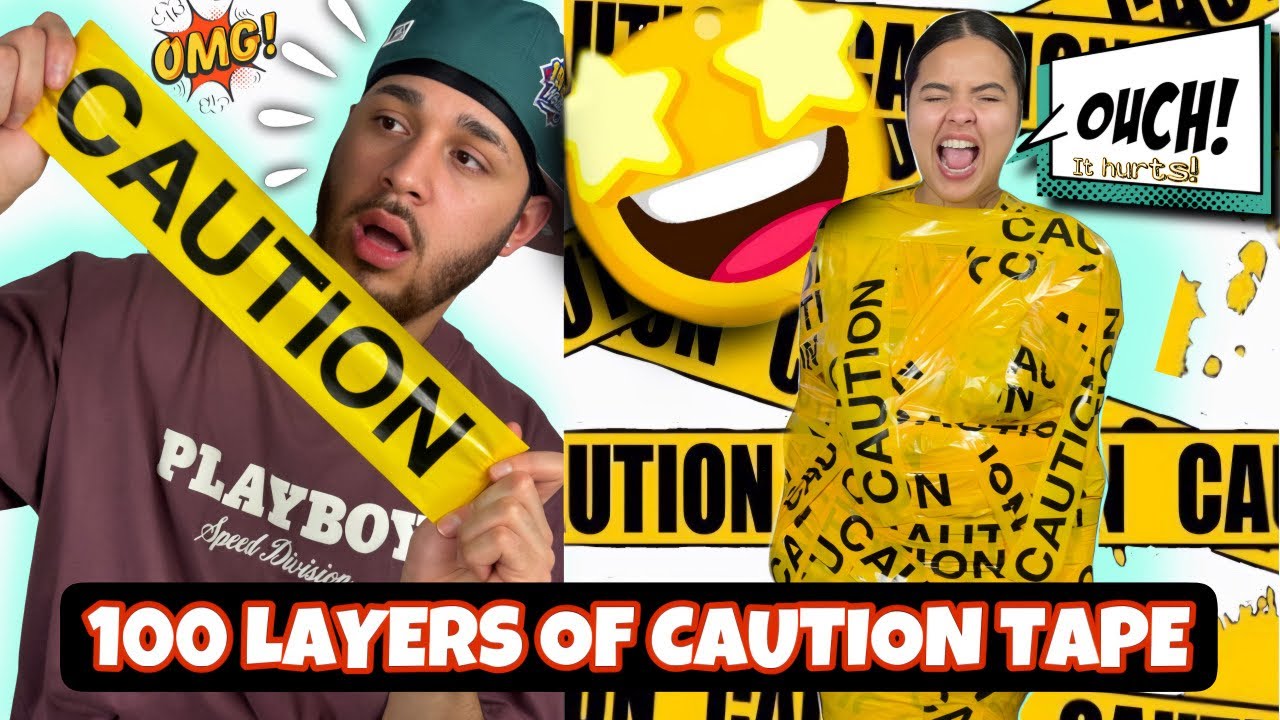 100 Layers Of Caution Tape ⚠️ Challenge (Must Watch) *Intense*